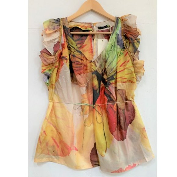 Anthropologie Tops - New Leifsdottir Watercolor Floral Silk Blouse RARE